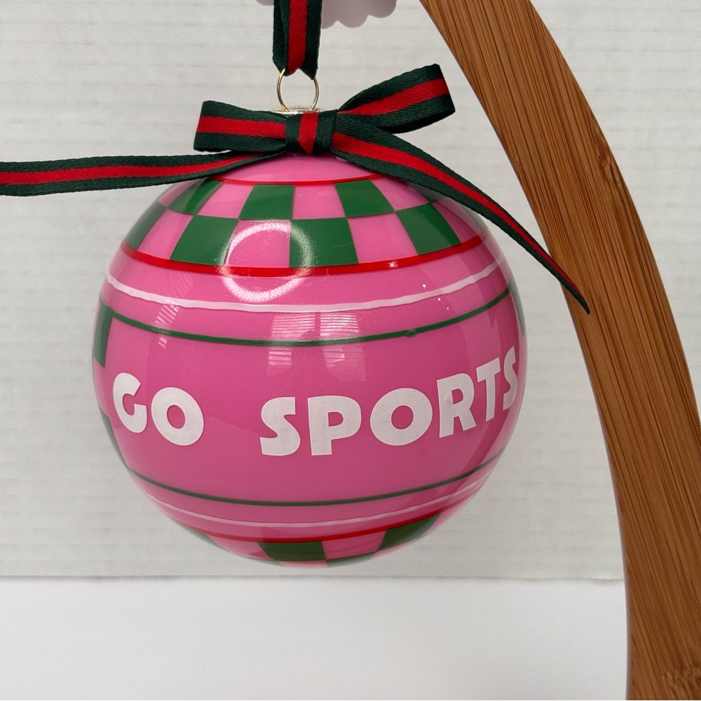 Anthropologie Go Sports Glass Ornament “Go Sports” NWT 4” Pink & Green - Picture 4 of 8